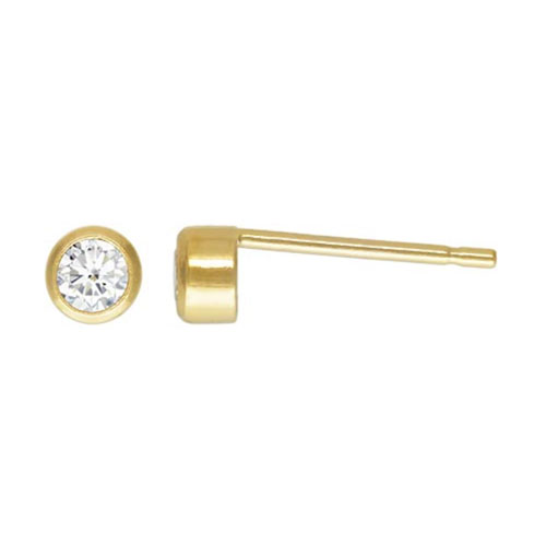 3mm White 3A CZ Bezel Post Earring GP - 20개