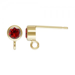 4.0mm Garnet Bezel Post Earring w/Ring GP - 20개