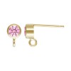 4mm Pink 3A CZ Bezel Post Earring w/Ring GP - 20개