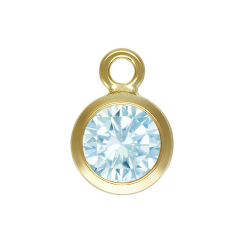 4.0mm Aquamarine 3A CZ Bezel Drop GP - 20개