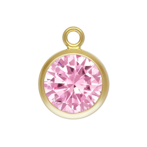 6.0mm Pink 3A CZ Bezel Drop GP - 20개