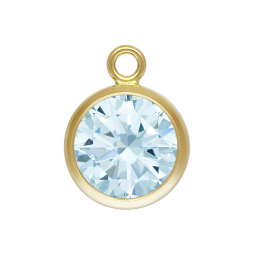 6.0mm Aquamarine 3A CZ Bezel Drop GP - 20개