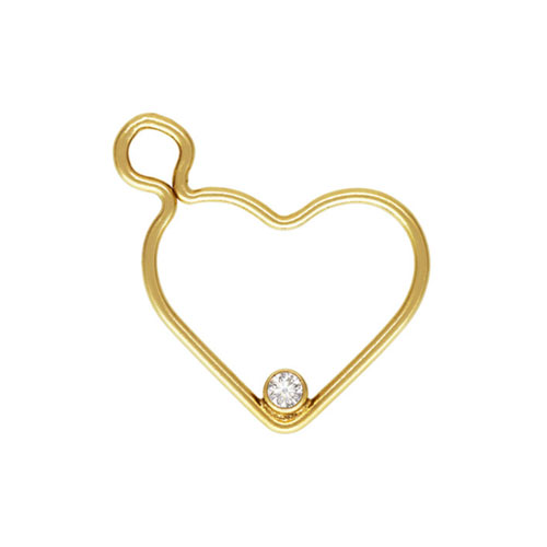 15.5mm Left Heart Charm 2mm White 3A CZ GP - 10개