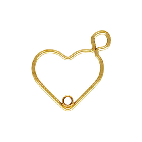 15.5mm Right Heart Charm w/2mm Bezel GP - 20개