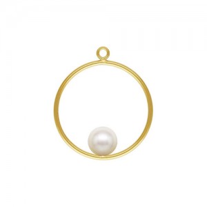 15mm Round Drop w/5mm White Crystal Pearl GP - 10개