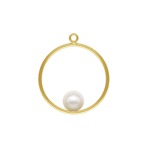 20mm Round Drop w/6mm White Crystal Pearl GP - 10개