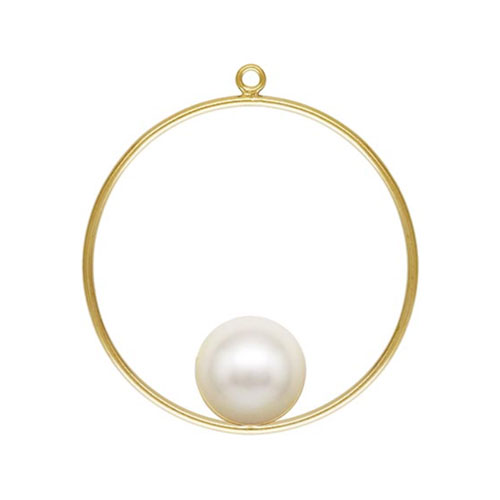 25mm Round Drop w/8mm White Crystal Pearl GP - 10개