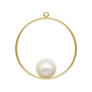 25mm Round Drop w/8mm White Crystal Pearl GP - 10개