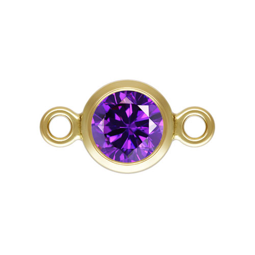 4.0mm Amethyst 3A CZ Bezel Connector GP - 20개