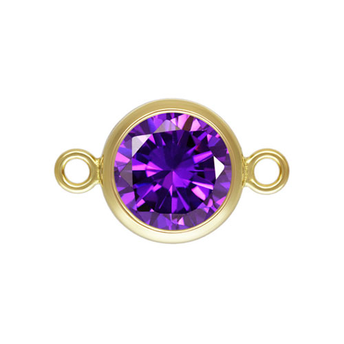 6.0mm Amethyst 3A CZ Bezel Connector GP - 20개