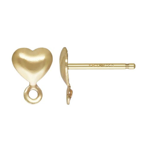 5.0mm Heart Post Earring w/Ring GP - 20개