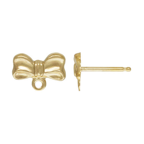 9.0x6.3mm Bow Post Earring w/Ring GP - 20개
