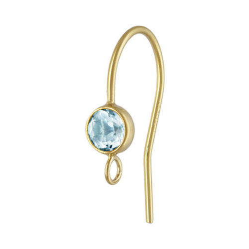 4.0mm Sky Blue Topaz Ear Wire w/Ring GP - 20개