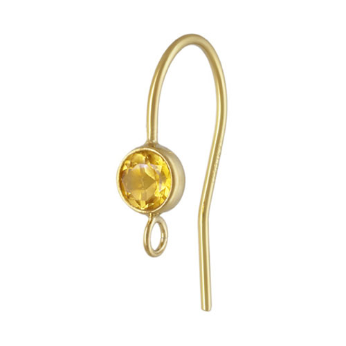 4.0mm Citrine Ear Wire w/Ring GP - 20개