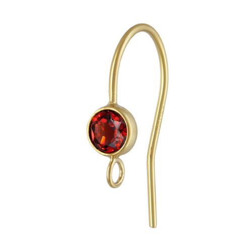 4.0mm Garnet Ear Wire w/Ring GP - 20개