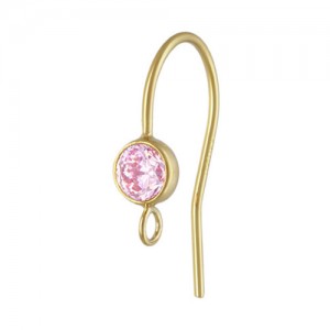 4.0mm Pink 3A CZ Ear Wire w/Ring GP - 20개