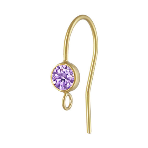 4.0mm Lt Amethyst 3A CZ Ear Wire w/Ring GP - 20개