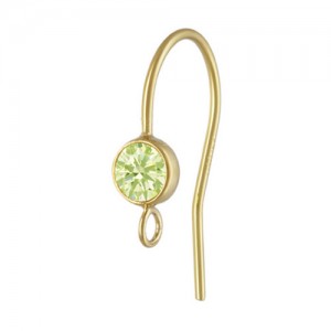 4.0mm Lime 3A CZ Ear Wire w/Ring GP - 20개