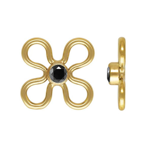 7.5mm Flower Connector w/2mm Black CZ 3A GP - 20개