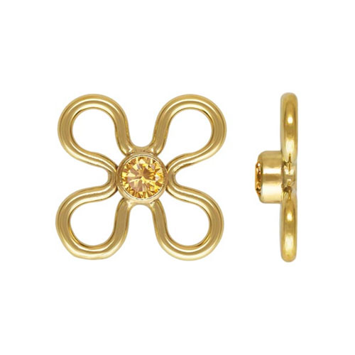 7.5mm Flower Connector w/2mm Champagne CZ GP - 20개