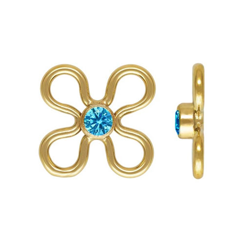 7.5mm Flower Connector 2mm Swiss Blue CZ GP - 20개