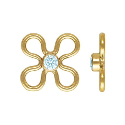 7.5mm Flower Connector 2mm Aquamarine CZ GP - 20개