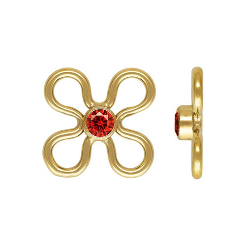 7.5mm Flower Connector w/2mm Ruby CZ 3A GP - 20개