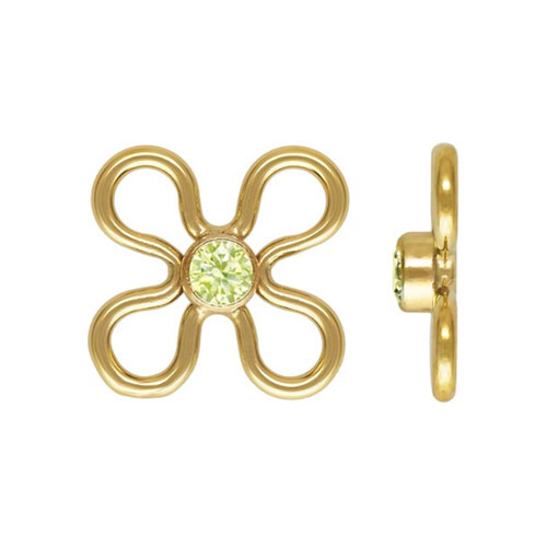 7.5mm Flower Connector w/2mm Lime CZ 3A GP - 20개