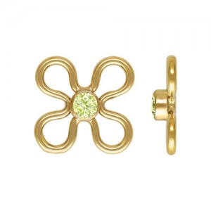 7.5mm Flower Connector w/2mm Lime CZ 3A GP - 20개