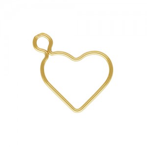 15.5mm Wire Heart w/Ring GP - 20개