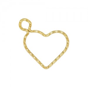 15.5mm Sparkle Wire Heart w/Ring GP - 20개
