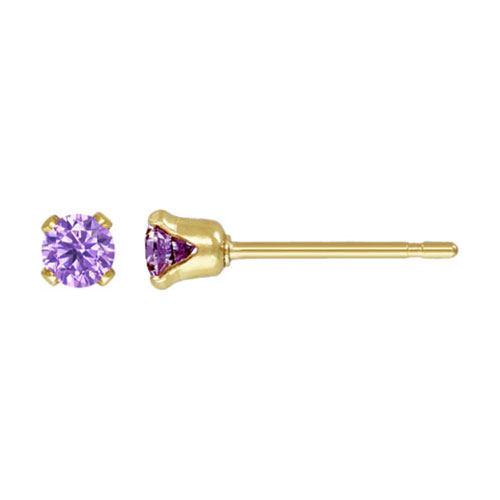 3.0mm Lt Amethyst 3A CZ Snap-in Post Earring - 40개