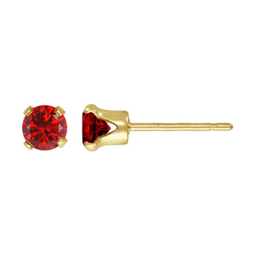 4.0mm Garnet 3A CZ Snap-in Post Earring - 30개