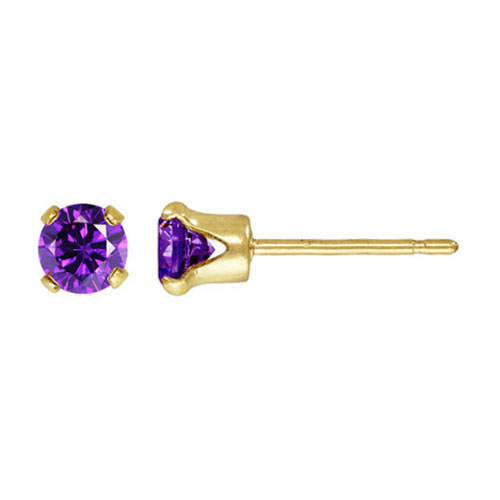 4.0mm Amethyst 3A CZ Snap-in Post Earring - 30개