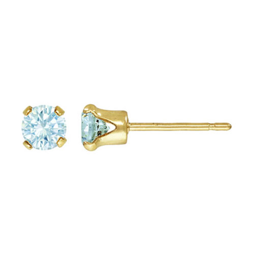 4.0mm Aquamarine 3A CZ Snap-in Post Earring - 30개