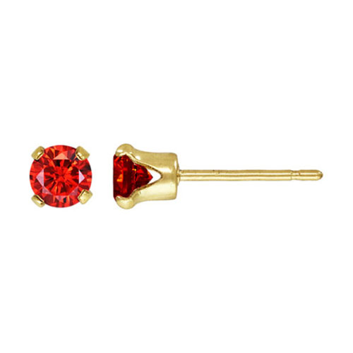 4.0mm Ruby 3A CZ Snap-in Post Earring - 30개