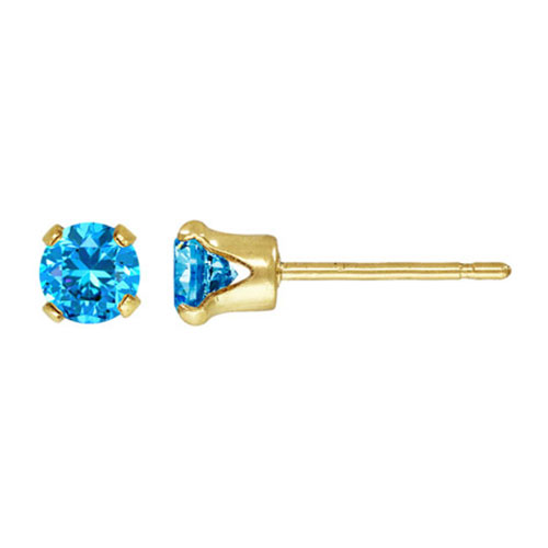 4mm Aqua Blue Dk 3A CZ Snap-in Post Earring - 30개