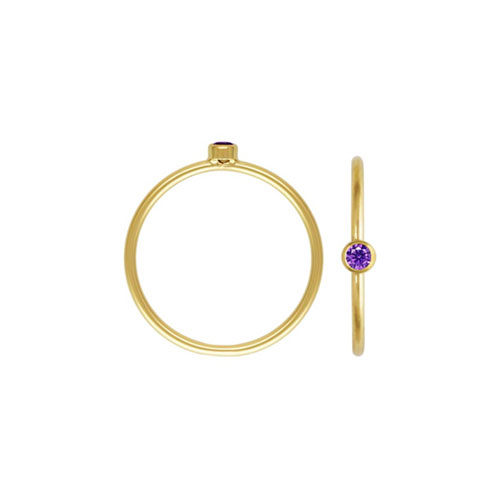 2mm Amethyst 3A CZ Stacking Ring Size 2 GP - 10개