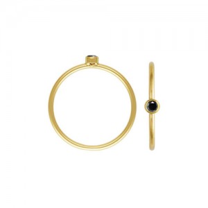 2mm Black 3A CZ Stacking Ring Size 3 GP - 10개