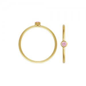 2mm Pink 3A CZ Stacking Ring Size 3 GP - 10개