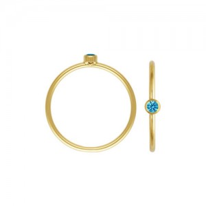 2mm Swiss Blue 3A CZ Stacking Ring Size 3 GP - 10개