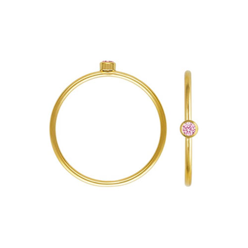 2mm Pink 3A CZ Stacking Ring Size 4 GP - 10개