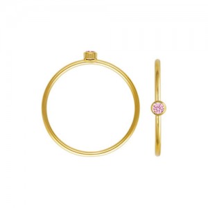 2mm Pink 3A CZ Stacking Ring Size 4 GP - 10개