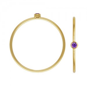 2mm Amethyst 3A CZ Stacking Ring Size 8 GP - 10개