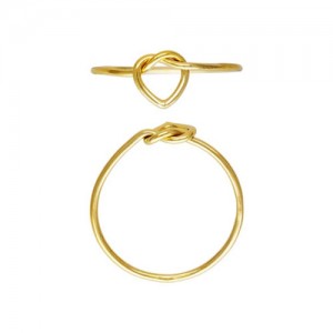 Heart Love Knot Ring Size 5 GP - 6개