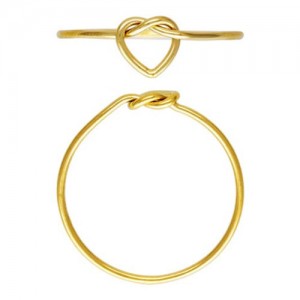 Heart Love Knot Ring Size 9 GP - 6개