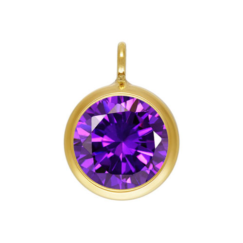 6.0mm Amethyst CZ Drop w/Perp Ring GP - 20개