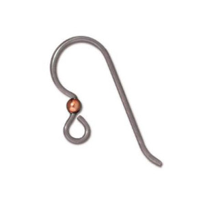French Hook Ear Wire with Bright Copper 2mm Bead 8.3x22.5mm - 24개