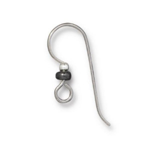 French Hook Ear Wire with Sterling Silver 2mm Bead and Black Plated Heishi 8.3x22.5mm - 24개