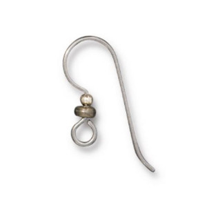 French Hook Ear Wire with Gold Filled 2mm Bead and Brass Plated Heishi 8.3x22.5mm - 24개